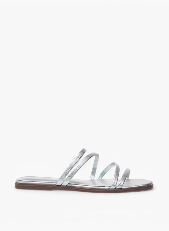 Flora Bella By Shoexpress Textured Slip-On Flat Sandals
