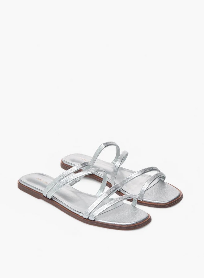 Flora Bella By Shoexpress Textured Slip-On Flat Sandals