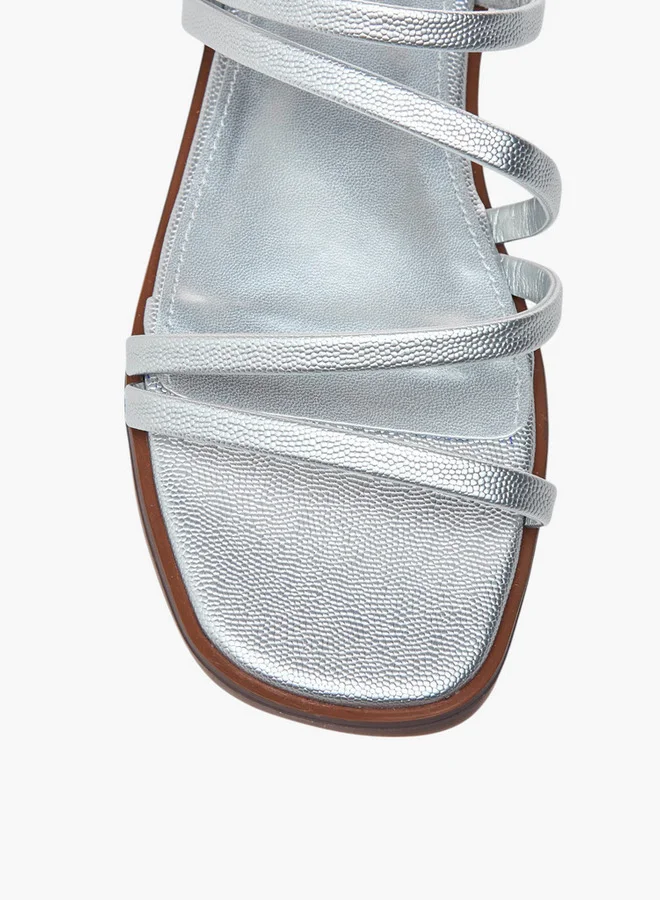 Flora Bella By Shoexpress Textured Slip-On Flat Sandals