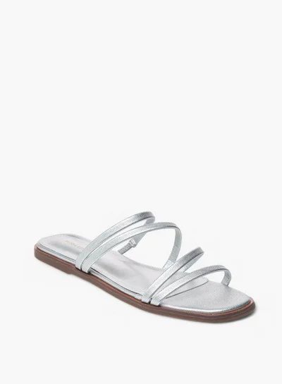 Flora Bella By Shoexpress Textured Slip-On Flat Sandals