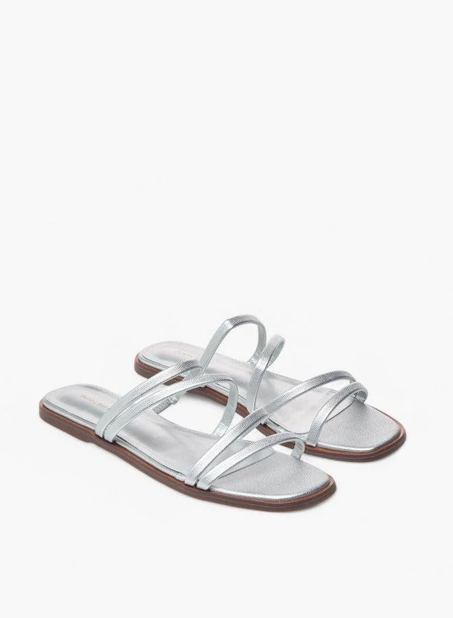 Flora Bella By Shoexpress Textured Slip-On Flat Sandals