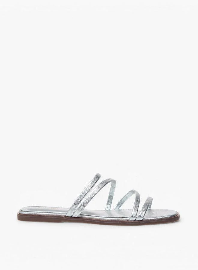 Flora Bella By Shoexpress Textured Slip-On Flat Sandals