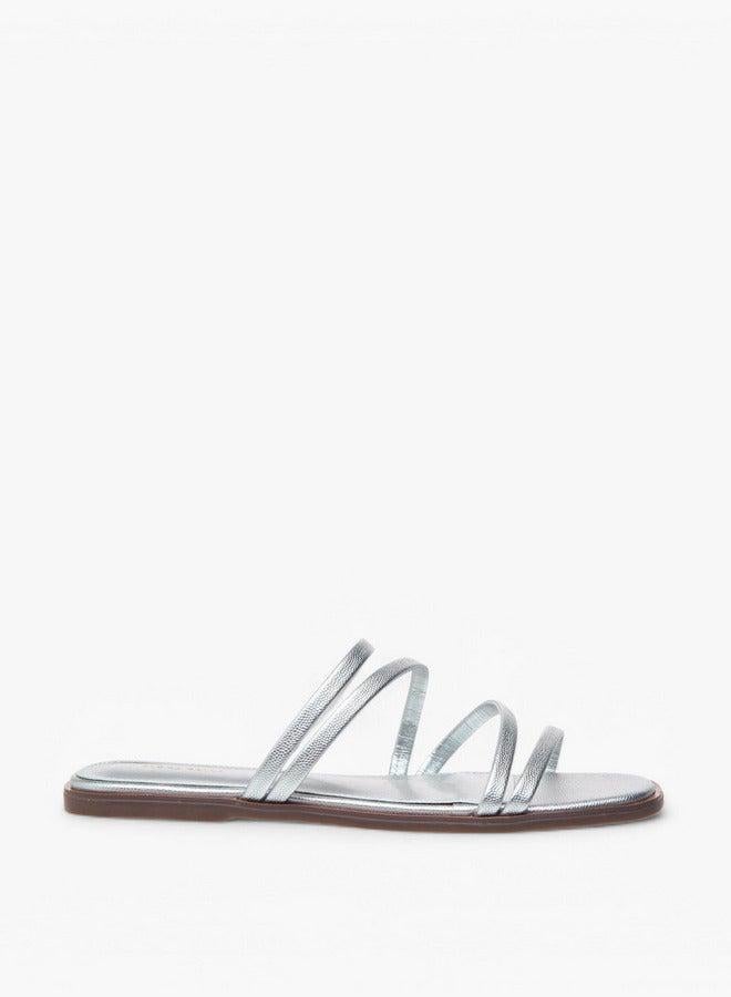 Flora Bella By Shoexpress Textured Slip-On Flat Sandals - Image 2