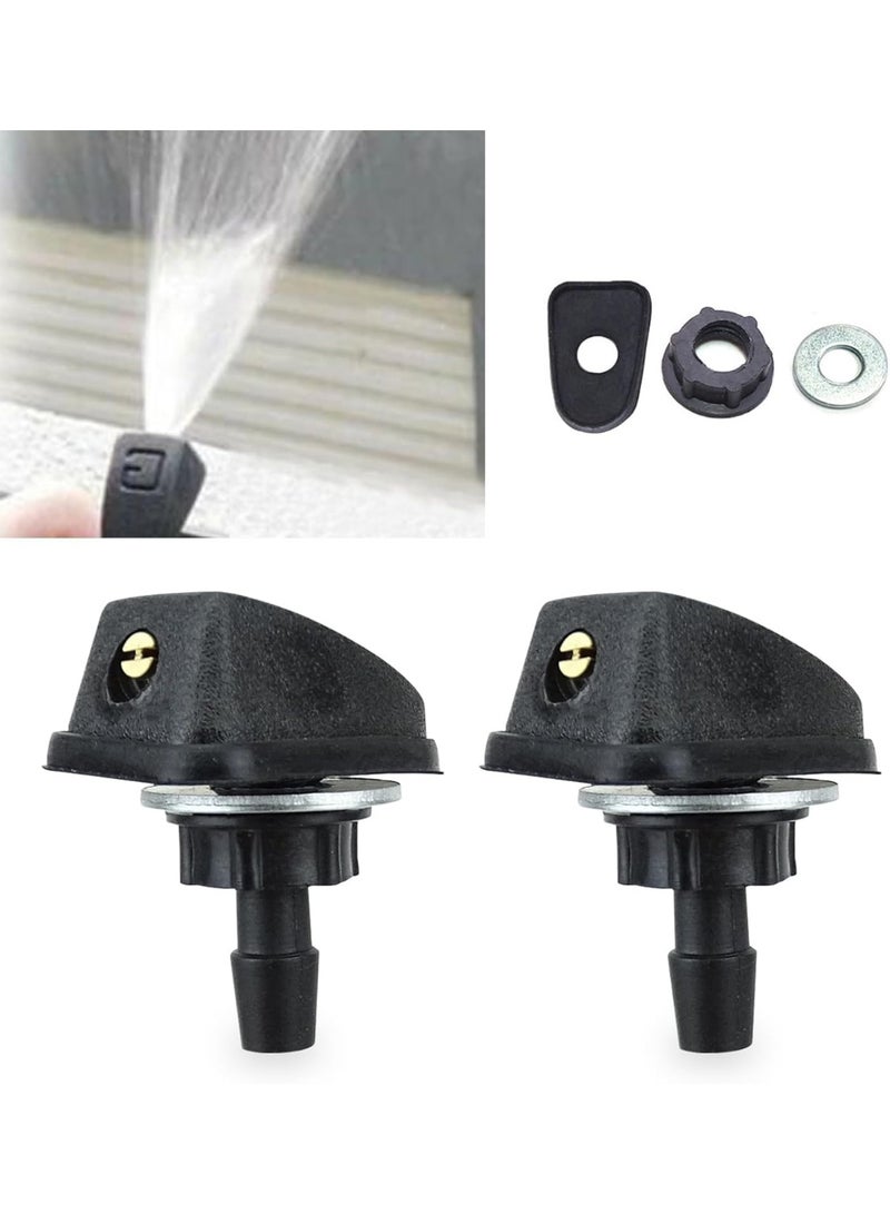 Pack-2 Car Front Windshield Washer, Automotive Wiper Nozzles, 0.31 Sprayer Head Replacement Parts, Single Hole Adjustable Fan-shaped Kit, Universal for Most Cars, Trucks (Black) - Image 1