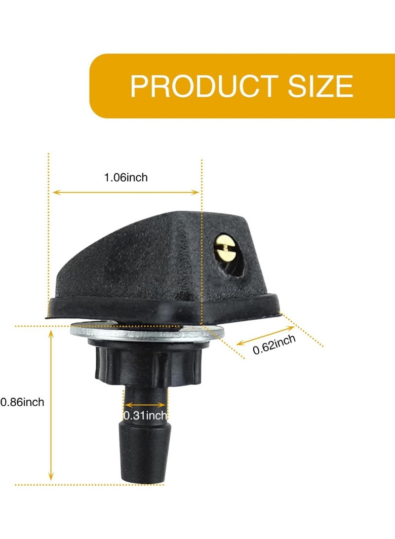 Pack-2 Car Front Windshield Washer, Automotive Wiper Nozzles, 0.31 Sprayer Head Replacement Parts, Single Hole Adjustable Fan-shaped Kit, Universal for Most Cars, Trucks (Black) - Image 2