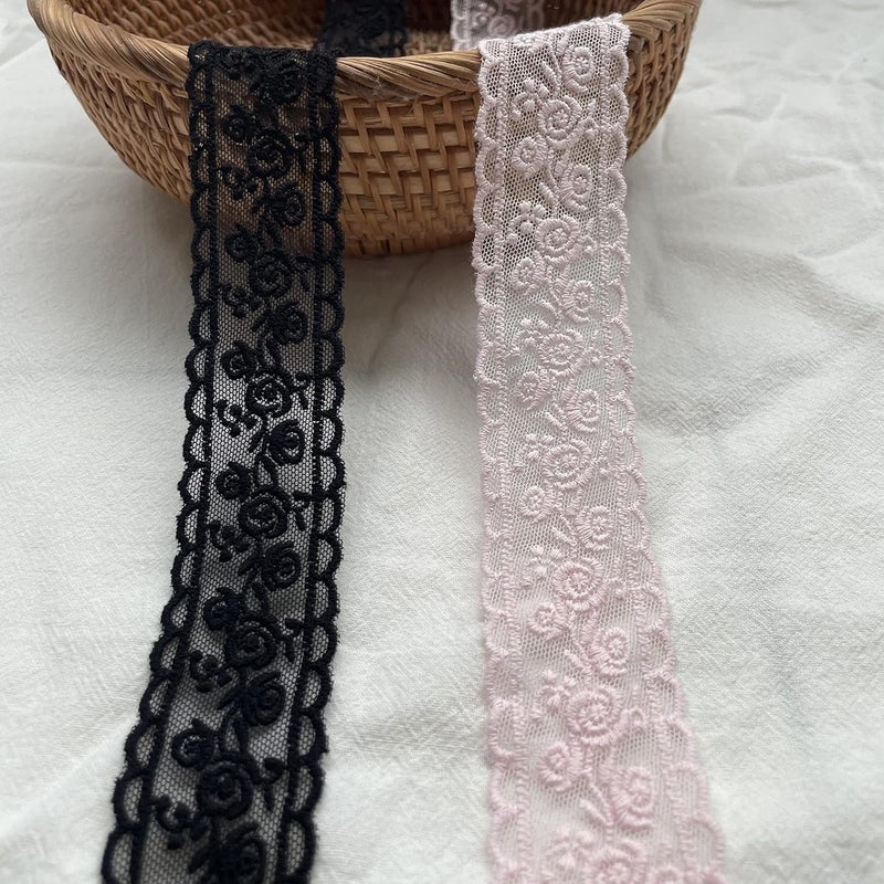 Sourcemall Lace Trim Ribbon, Delicate Pink Floral Ribbon for Wedding/Bridal Decoration, DIY Craft Sewing, Home Decoration, 5 Yards (Pink Flower) - Image 5
