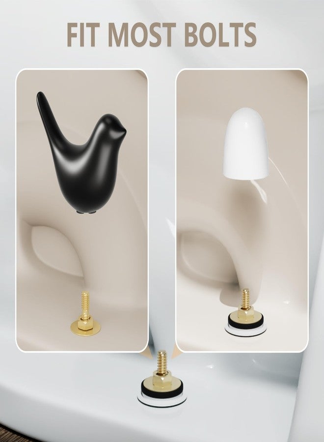 MENNTY 2Packs Ceramic Matte Black Birds Toilet Bolt Covers & 4Packs Universal Toilet Bolt Caps, Cute Bathroom Decorative Toilet Floor Screw Cover Caps Easy Installation - Image 2