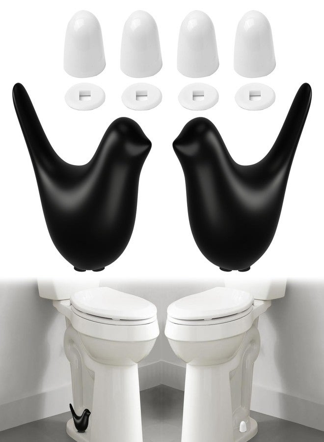 MENNTY 2Packs Ceramic Matte Black Birds Toilet Bolt Covers & 4Packs Universal Toilet Bolt Caps, Cute Bathroom Decorative Toilet Floor Screw Cover Caps Easy Installation - Image 1