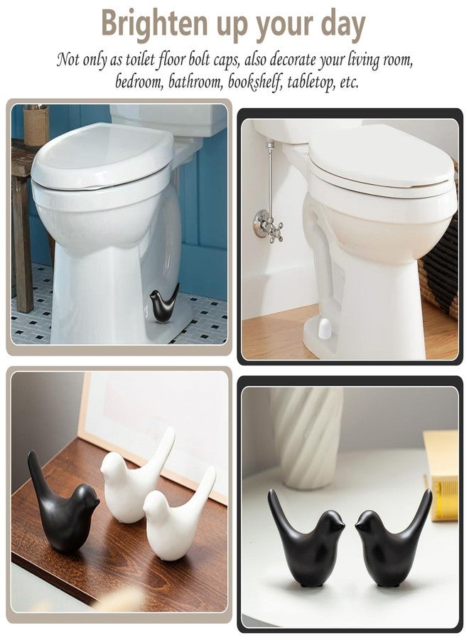 MENNTY 2Packs Ceramic Matte Black Birds Toilet Bolt Covers & 4Packs Universal Toilet Bolt Caps, Cute Bathroom Decorative Toilet Floor Screw Cover Caps Easy Installation - Image 5
