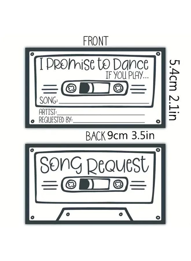50 قطعة من بطاقات وعد الرقص الريترو، نماذج طلبات الأغاني لحفلات الزفاف، باللونين الأسود والأبيض Vintage - Image 3