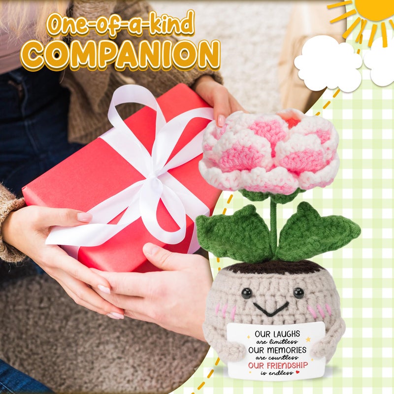 HEXMOZ Galentines Gifts for Friends, Women, Best Friend, Bestie, BFF - Cute Valentines for Friends, Birthday Ideas, Friendship Gift for Soul Sister - Handmade Emotional Support Collectible Peony Doll - Image 5