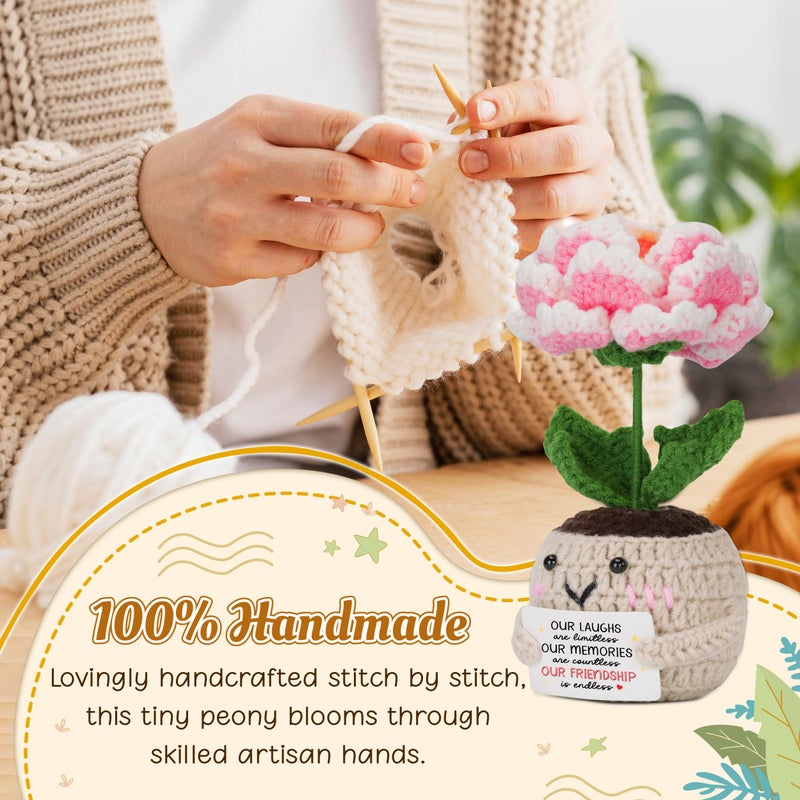 HEXMOZ Galentines Gifts for Friends, Women, Best Friend, Bestie, BFF - Cute Valentines for Friends, Birthday Ideas, Friendship Gift for Soul Sister - Handmade Emotional Support Collectible Peony Doll - Image 4