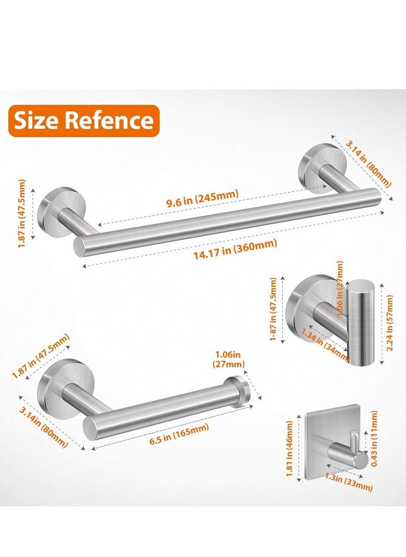 MIXDE - Stainless Steel Round Wall Mounted Bathroom Hardware Set -SUS304-5-Pieces- Brushed Nickel - Image 1