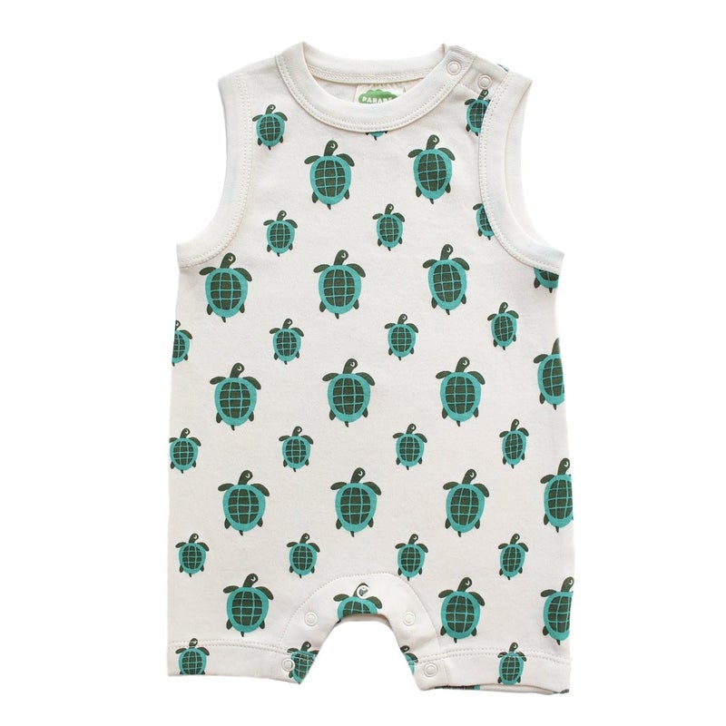 PARADE Organic Tank Rompers - Signature Prints Turtles 6-12 Months - Image 1