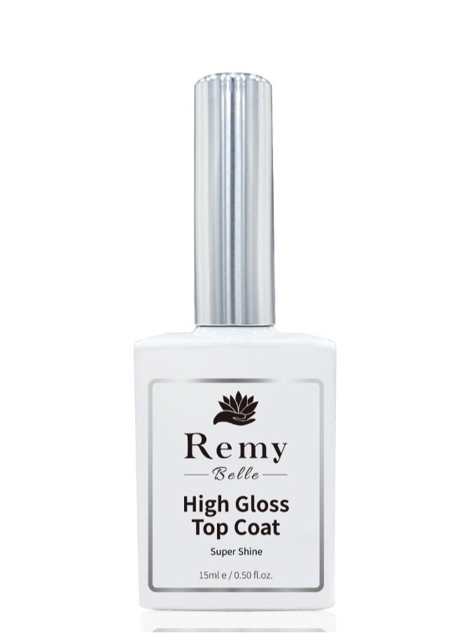 Remy Belle 15ml High Gloss Top Coat for Gel Polish & Poly Gel Super Shine Finish and Long Lasting, Soak Off  - Image 1