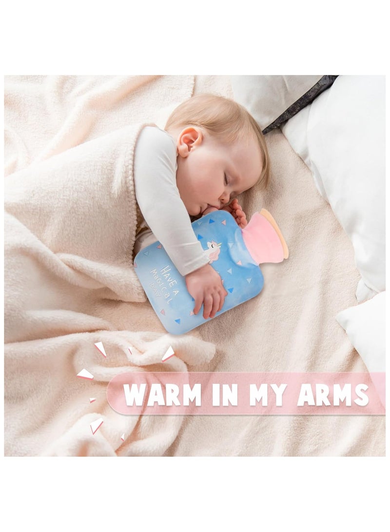 SYOSI Hot Water Bottle with Fluffy Cover, 500ml Hot Water Bag Small Leak Proof Hot Water Bottle with Detachable Lid Mini Natural Rubber Hot Water Bag for Cosy Nights Pain Relief Back Neck - Image 3