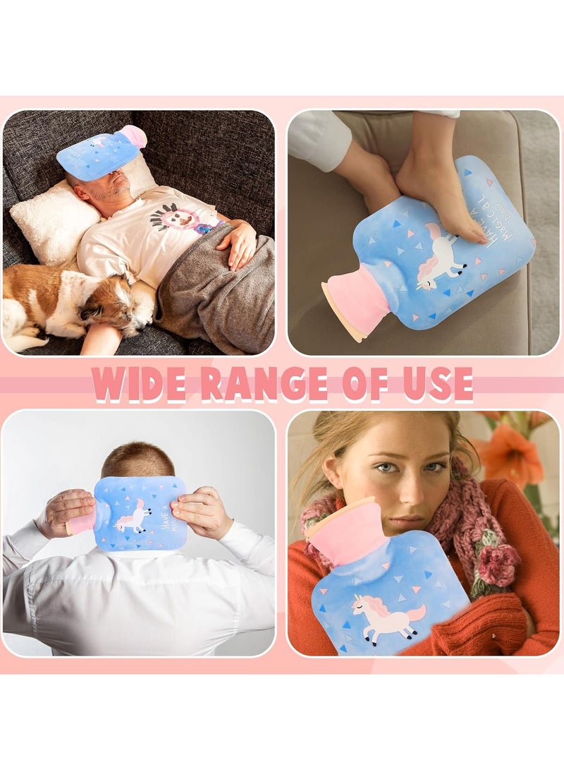 SYOSI Hot Water Bottle with Fluffy Cover, 500ml Hot Water Bag Small Leak Proof Hot Water Bottle with Detachable Lid Mini Natural Rubber Hot Water Bag for Cosy Nights Pain Relief Back Neck - Image 4