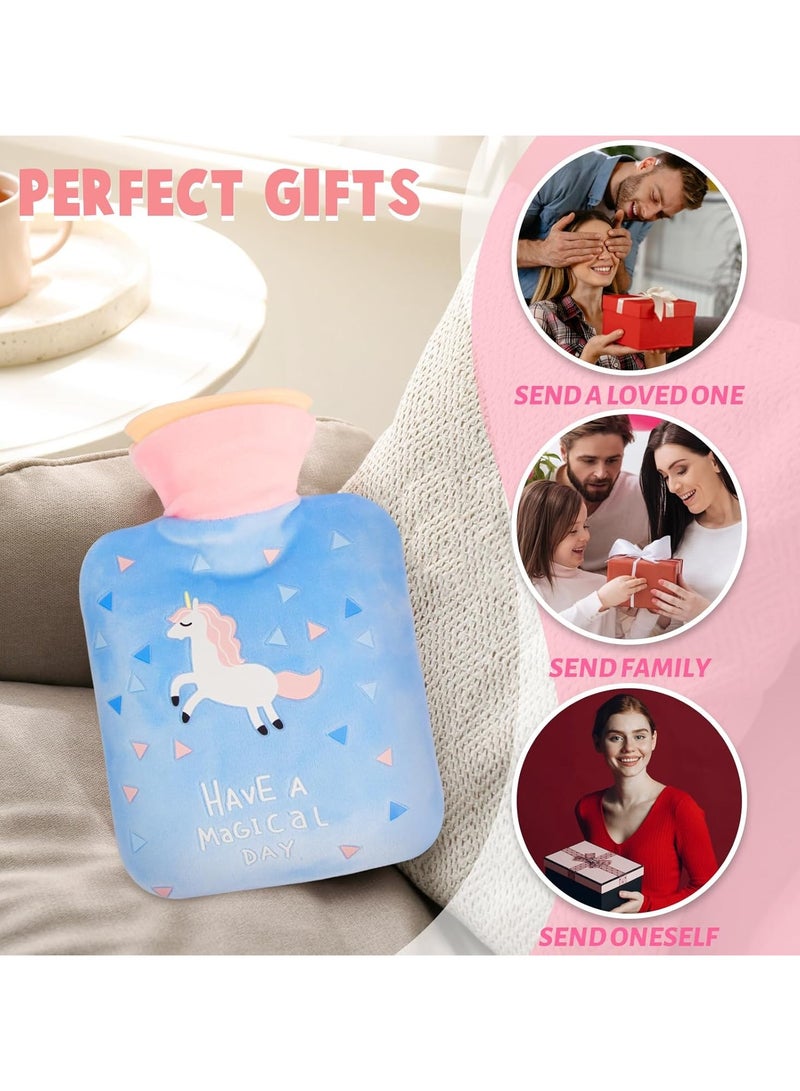 SYOSI Hot Water Bottle with Fluffy Cover, 500ml Hot Water Bag Small Leak Proof Hot Water Bottle with Detachable Lid Mini Natural Rubber Hot Water Bag for Cosy Nights Pain Relief Back Neck - Image 5