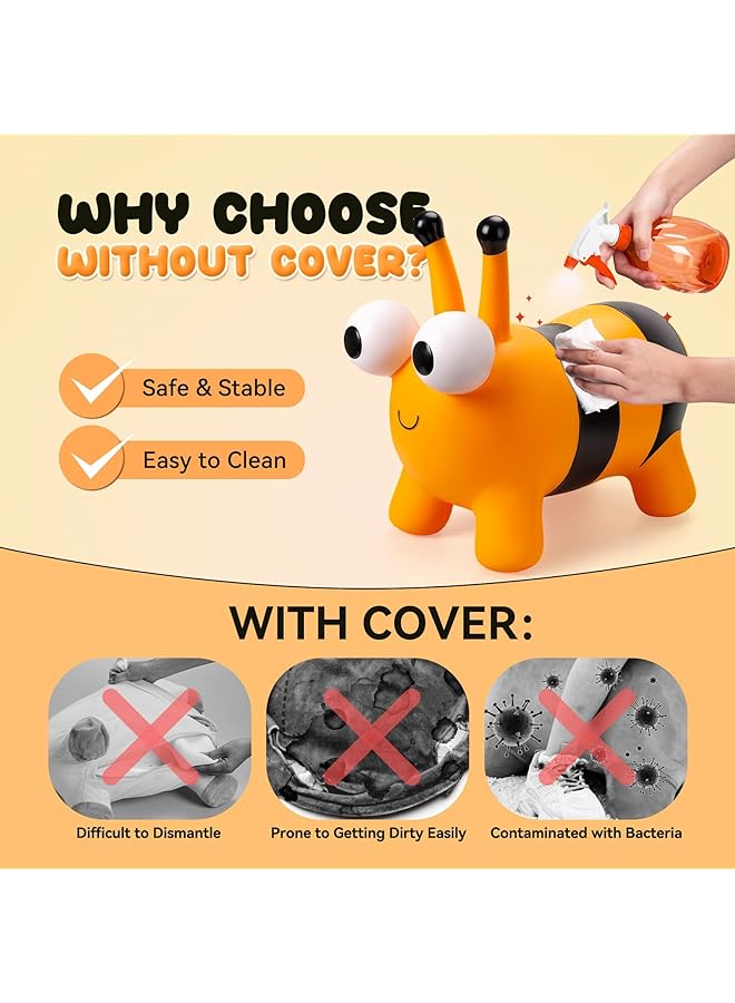 Excefore Bouncy Animals For Toddlers 3 8+ Bee Bouncy Horse For Toddlers 36 Months+ Inflatable Ride On Bouncy Animal Hopper Toys Easter Gift Outdoor Indoor Soft Play Equipment (Pump Included) - Image 5