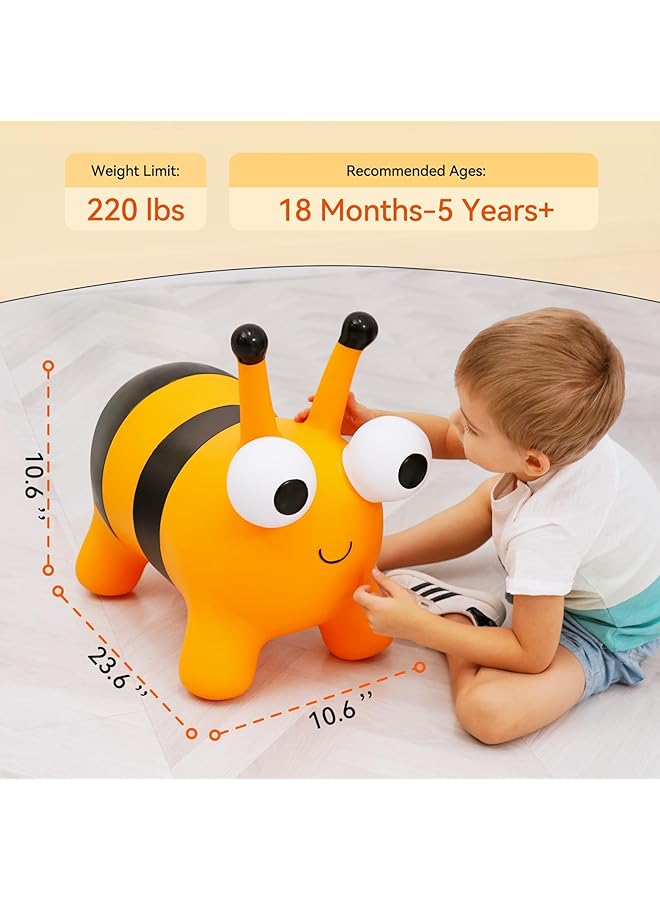 Excefore Bouncy Animals For Toddlers 3 8+ Bee Bouncy Horse For Toddlers 36 Months+ Inflatable Ride On Bouncy Animal Hopper Toys Easter Gift Outdoor Indoor Soft Play Equipment (Pump Included) - Image 4