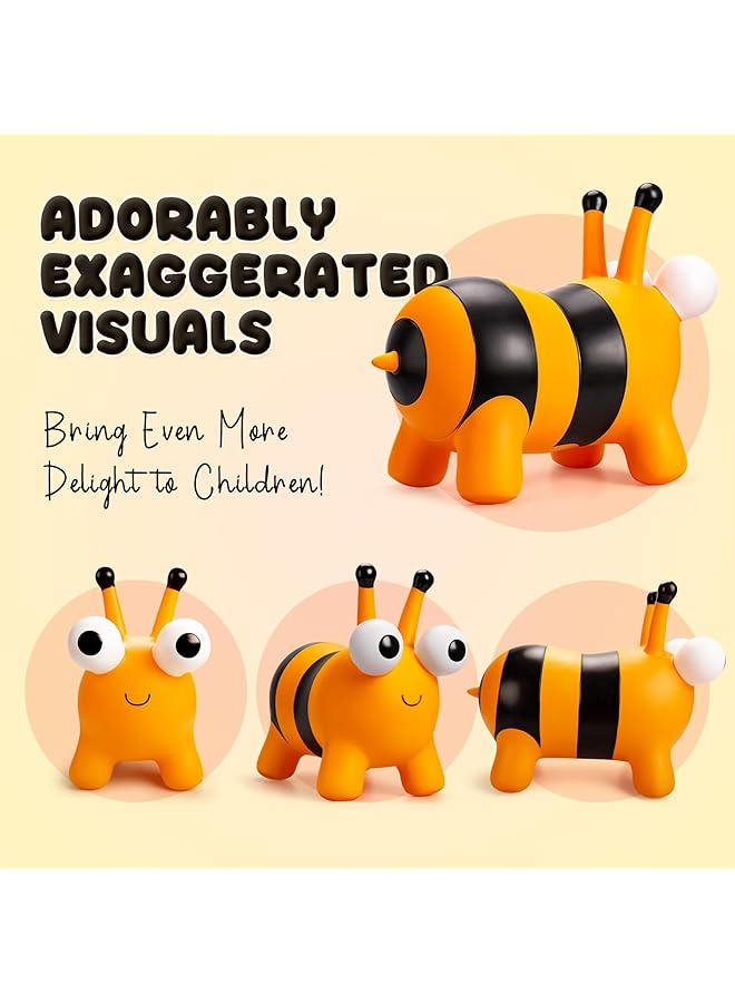 Excefore Bouncy Animals For Toddlers 3 8+ Bee Bouncy Horse For Toddlers 36 Months+ Inflatable Ride On Bouncy Animal Hopper Toys Easter Gift Outdoor Indoor Soft Play Equipment (Pump Included) - Image 2