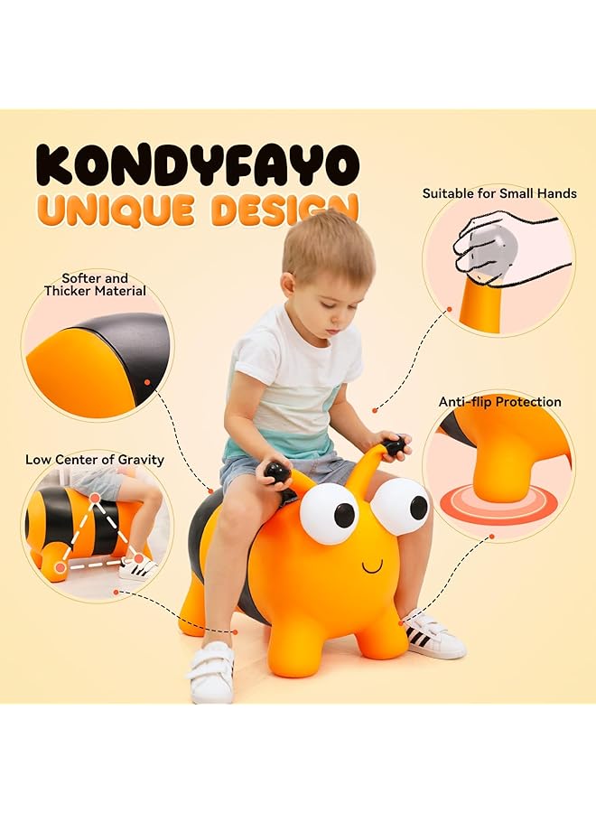 Excefore Bouncy Animals For Toddlers 3 8+ Bee Bouncy Horse For Toddlers 36 Months+ Inflatable Ride On Bouncy Animal Hopper Toys Easter Gift Outdoor Indoor Soft Play Equipment (Pump Included) - Image 3