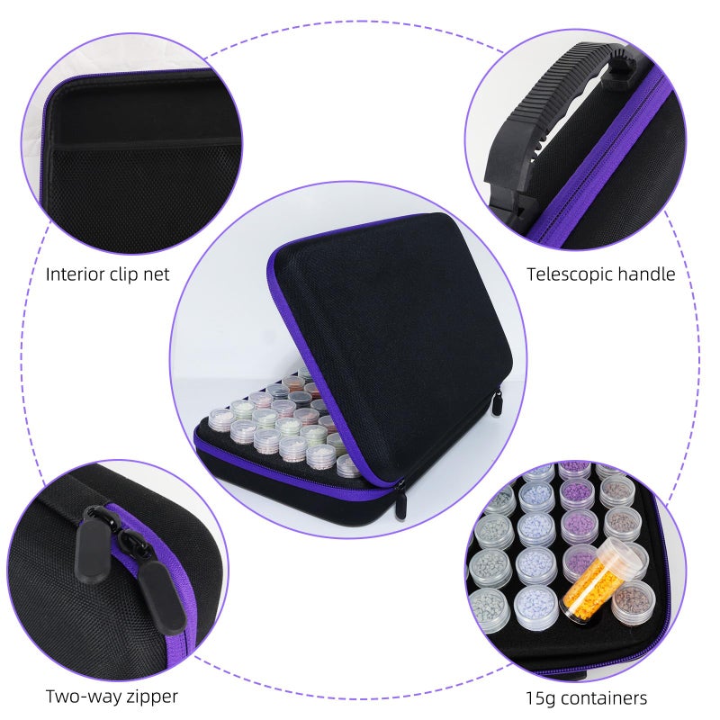 LEIYULY 60 Slots Storage Container for Diamond Art Kits with Diamond Art pens Tools and Portable Bead Storage Boxes, Diamond Art Storage Case and Diamond Art Storage Case - Image 3
