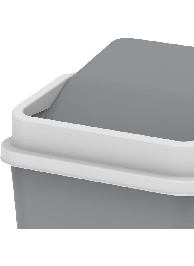 Cosmoplast - 15L Swivel Waste Bin With Out Swing Lid, Pearl Grey - Image 1