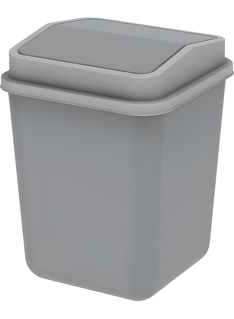 Cosmoplast سلة مهملات دوارة سعة 15 لتر بغطاء متأرجح رمادي لؤلؤي - Image 1
