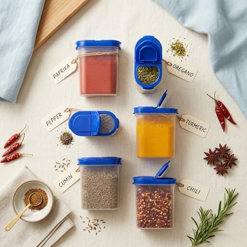 Mahaware Modular Wonder Spice Shaker and Sprinkler Set, 275ml, Set of 4, Blue - Image 2