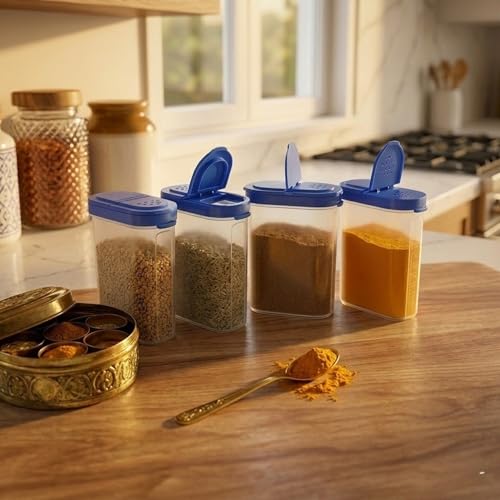 Mahaware Modular Wonder Spice Shaker and Sprinkler Set, 275ml, Set of 4, Blue - Image 1