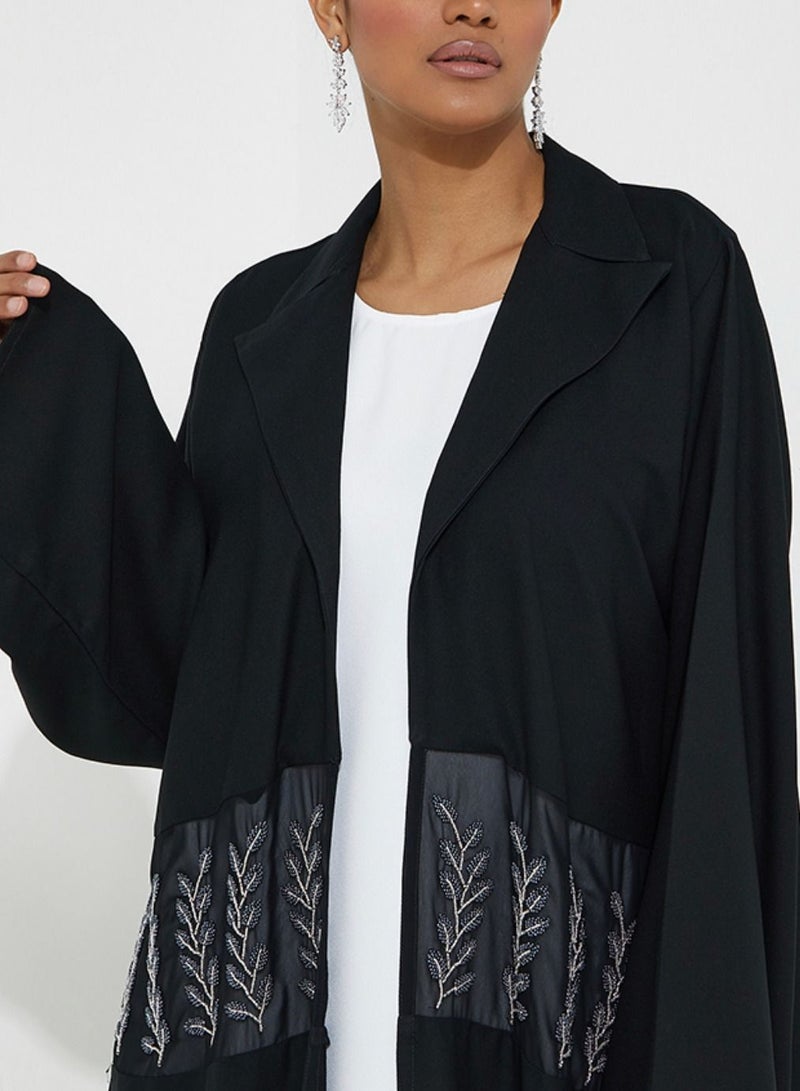 Rosette Abaya Black Abaya with Elegant Dantil Embroidery - Image 3