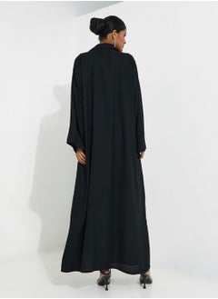 Rosette Abaya Black Abaya with Elegant Dantil Embroidery  - Image 2