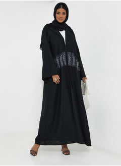 Rosette Abaya Black Abaya with Elegant Dantil Embroidery  - Image 4