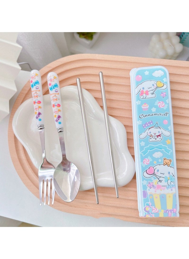 Sanrio - SanrioTableware Fork Apoon Chopsticks Three-piece Student Lunch Portable Set - Image 1