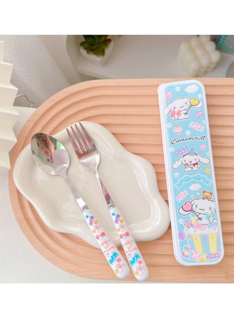Sanrio - SanrioTableware Fork Apoon Chopsticks Three-piece Student Lunch Portable Set - Image 1