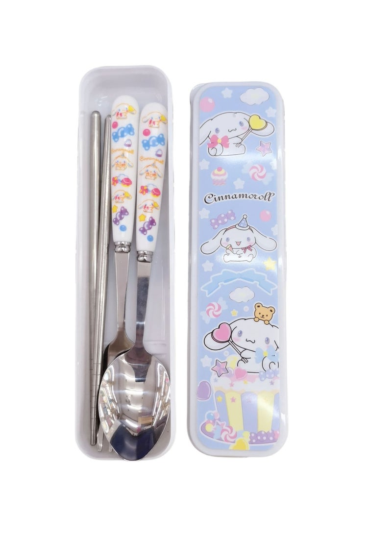 Sanrio - SanrioTableware Fork Apoon Chopsticks Three-piece Student Lunch Portable Set - Image 1