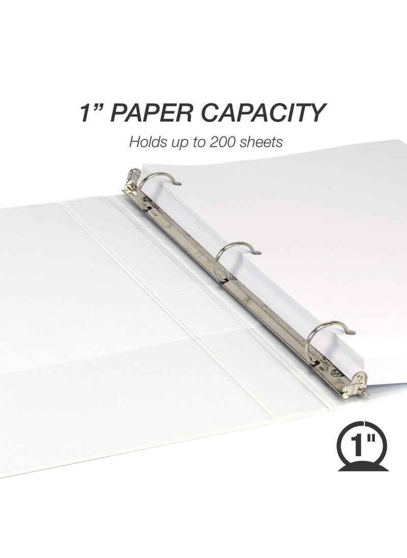 Samsill Samsill Durable 1 Inch Binder, Made in the USA, Round Ring Customizable Clear View Binder, White, 8 Pack (S88437)  - Image 3