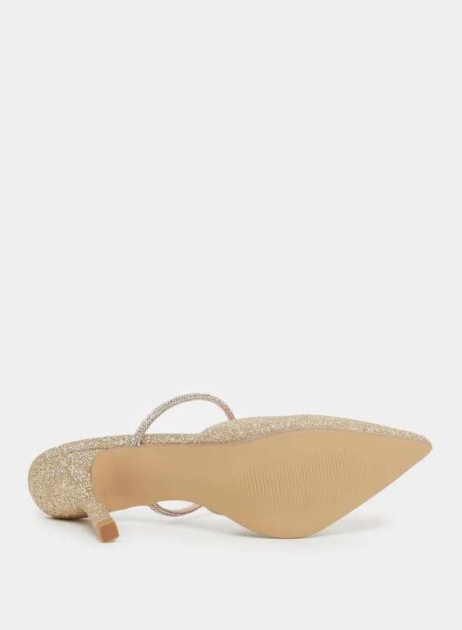 Styli Textured Pointed Toe Stiletto Heel Pumps