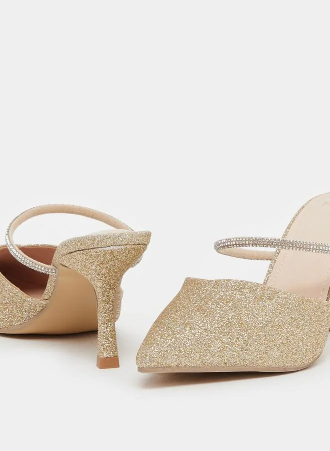 Styli Textured Pointed Toe Stiletto Heel Pumps