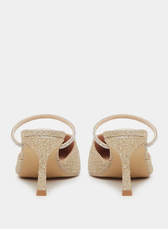 Styli Textured Pointed Toe Stiletto Heel Pumps