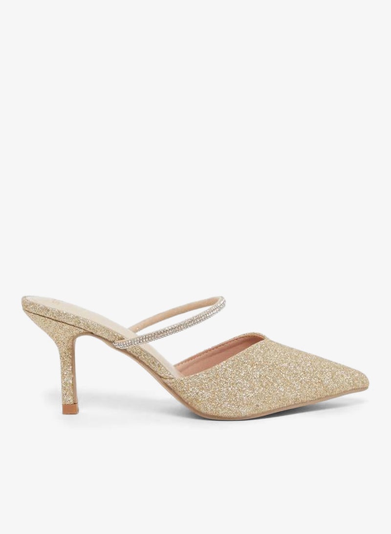 Styli Textured Pointed Toe Stiletto Heel Pumps - Image 1