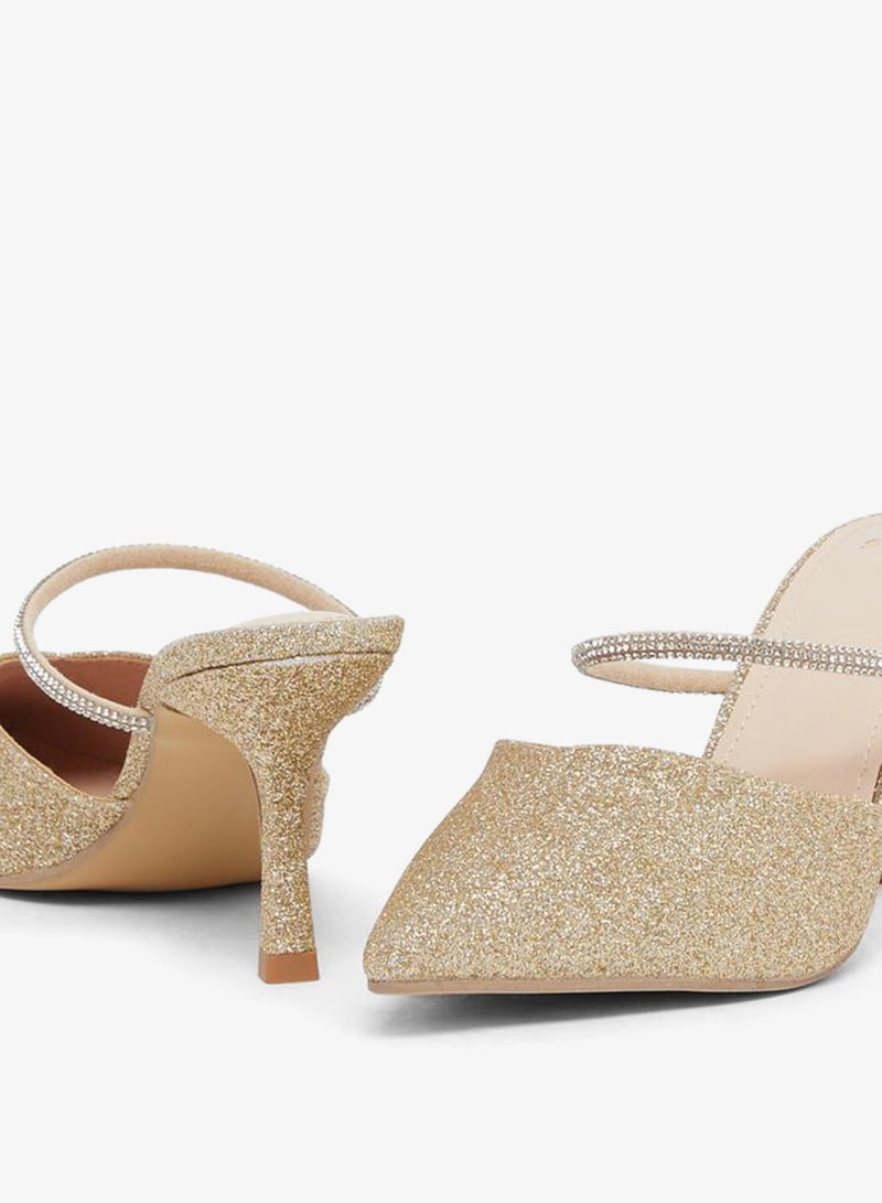 Styli Textured Pointed Toe Stiletto Heel Pumps - Image 3