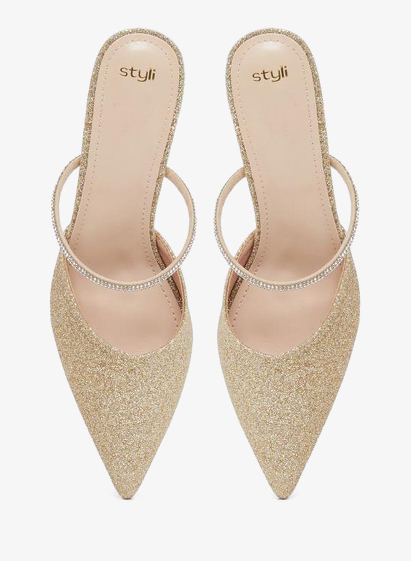 Styli Textured Pointed Toe Stiletto Heel Pumps - Image 5