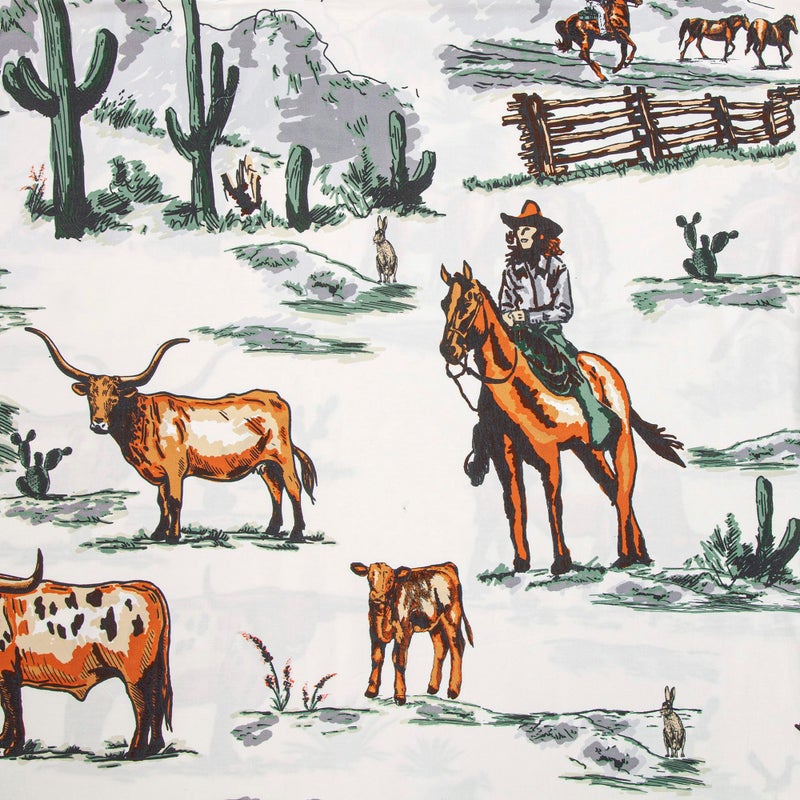 H HIEND ACCENTS Paseo Road by HiEnd Accents Ranch Life Western Bedding 3 Piece King Duvet Cover Set  Cotton Cow Cowboy Longhorn Horse Print Western Bed Set  Rustic Southwestern Comforter Cover Set with Pillow Shams  - Image 3