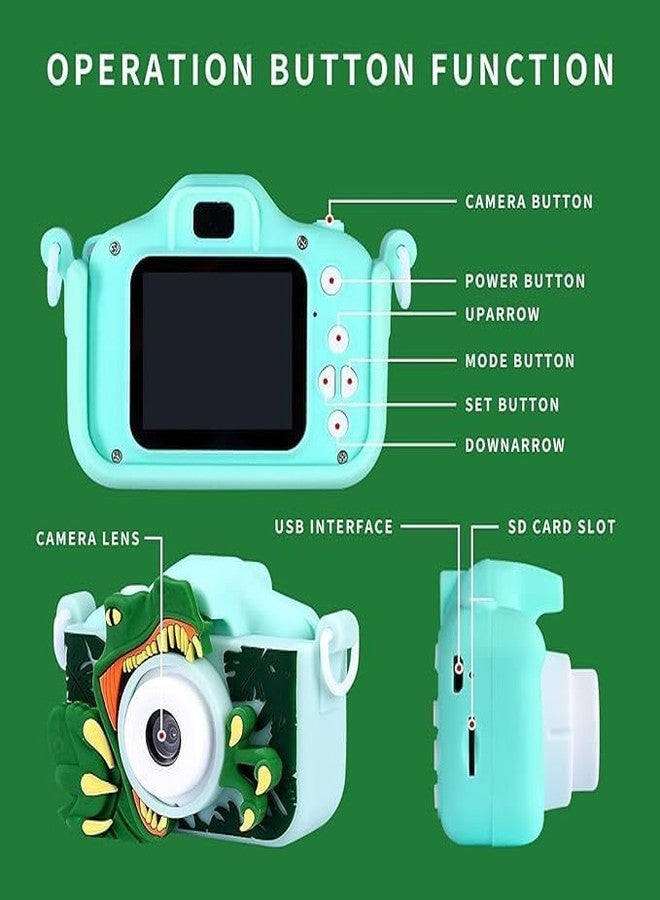 BLiSS HUES Digital Mini Camera for Kids (Ages 3-12) - Fun Unicorn Silicone Cover, Perfect Toy for Boys & Girls (Green Dino) - Image 4