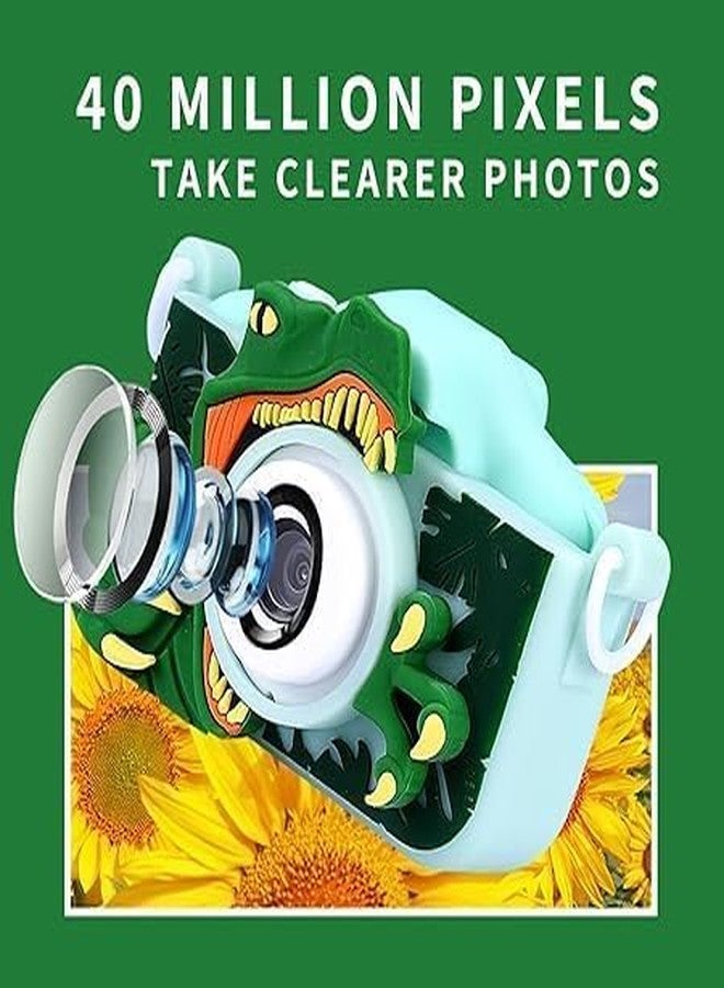 BLiSS HUES Digital Mini Camera for Kids (Ages 3-12) - Fun Unicorn Silicone Cover, Perfect Toy for Boys & Girls (Green Dino) - Image 2