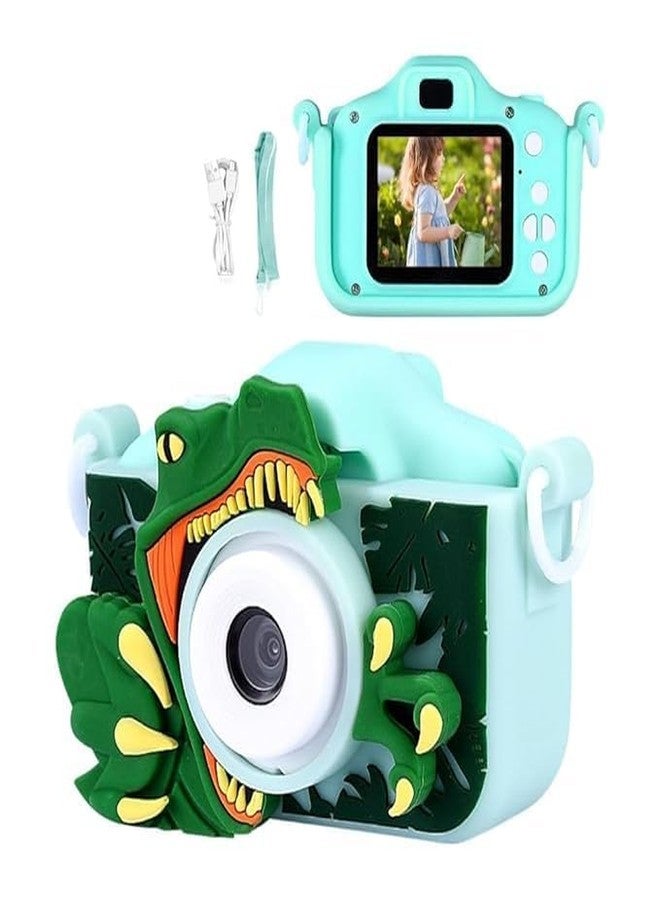 BLiSS HUES Digital Mini Camera for Kids (Ages 3-12) - Fun Unicorn Silicone Cover, Perfect Toy for Boys & Girls (Green Dino) - Image 1