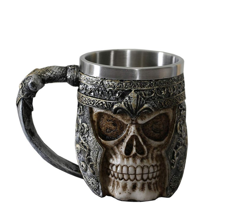 OTARTU 13oz Skull Coffee Mug Viking Skull Beer Mugs Stainless Steel Liner Gift for Men Fathers Day Gifts