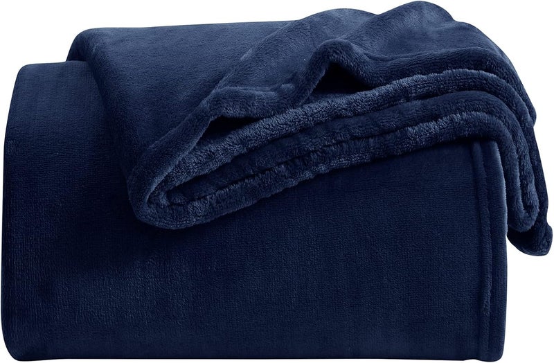 KMUSET Fleece Blanket Throw Size Navy Lightweight Super Soft Cozy Luxury Bed Blanket Microfiber Factory Shop - Image 1